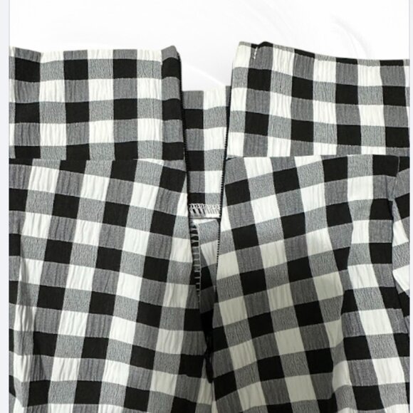Black & White Gingham Maxi Skirt A-Line High Waist A-Line with Pockets - Picture 6 of 8